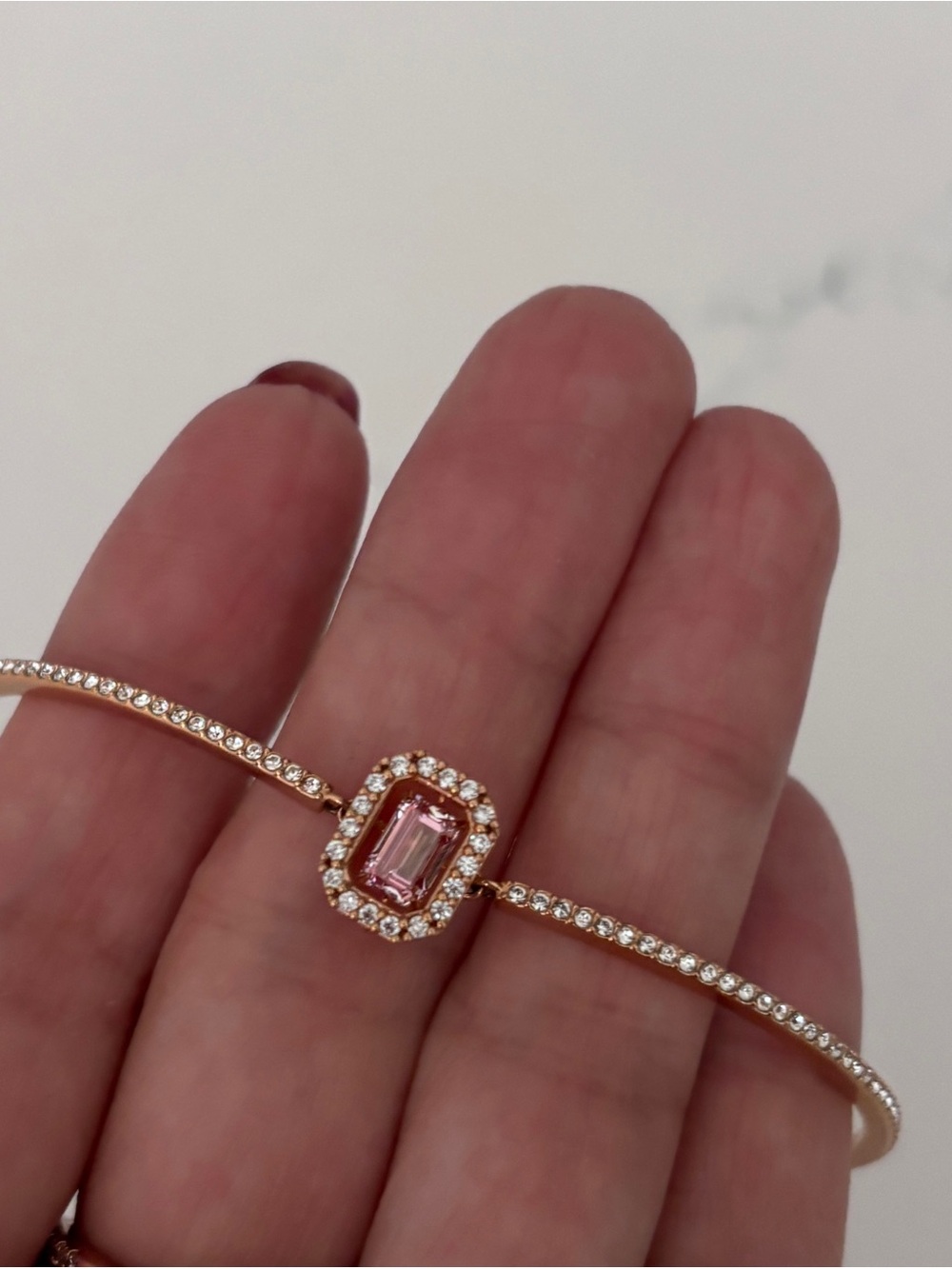 Swarovski Rose Gold Crystal Halo Bangle Bracelet - Picture 2 of 3